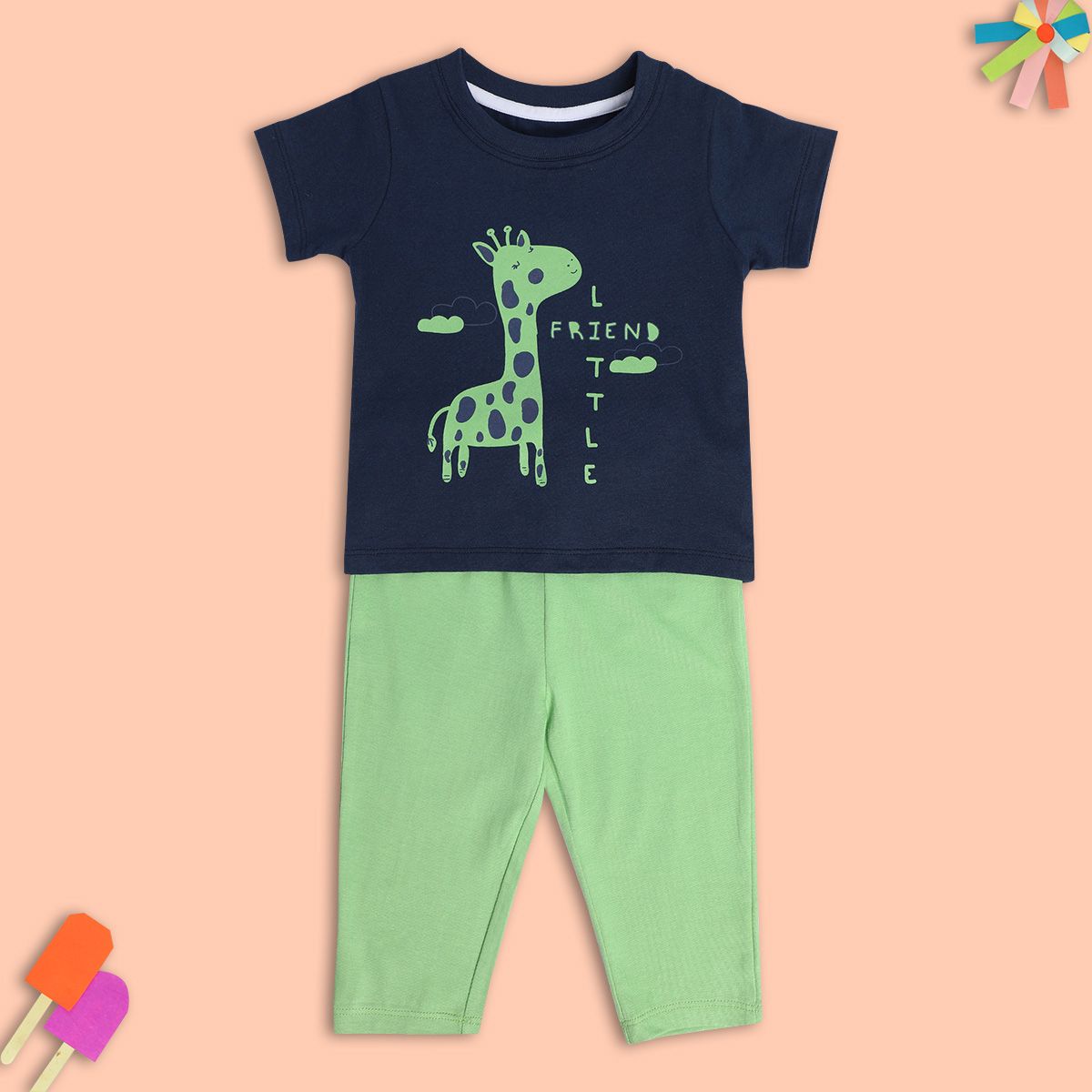 Boys Multicolor Pack Of 2 Top And Bottom
