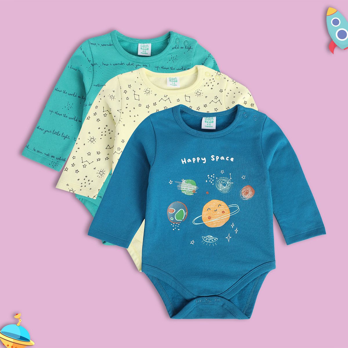 Boys Multicolor Pack Of 3 Body Suit