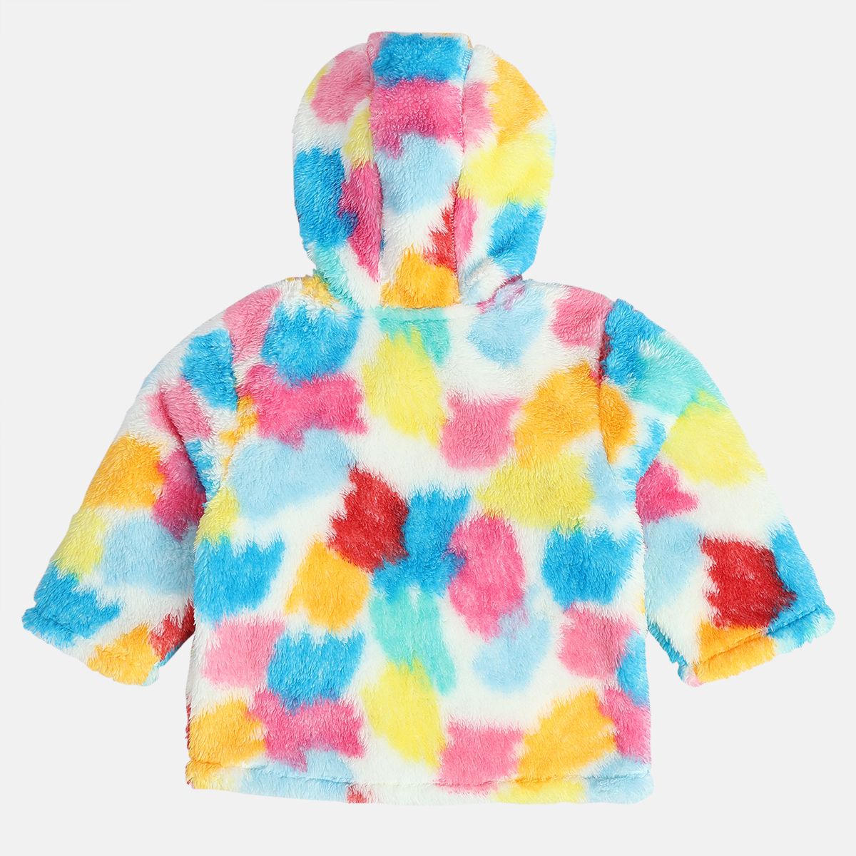 Girls Cotton Full Sleeves Abstract Printed Jacket - White & Pink