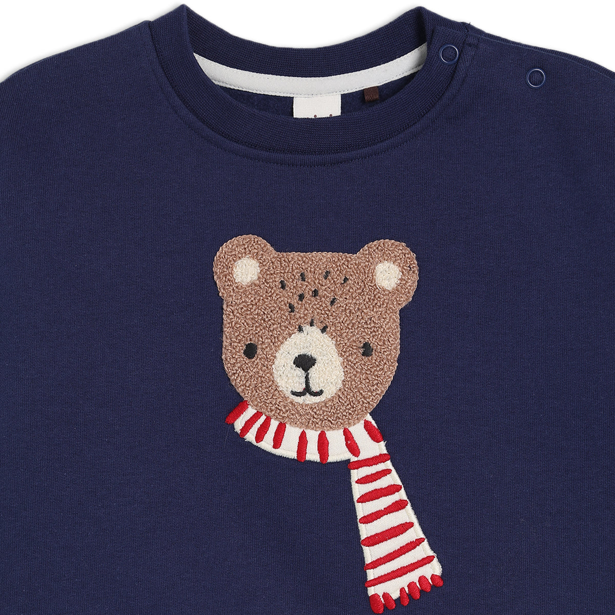 Baby Boys Teddy Bear Embroidered Sweatshirt, Navy Blue