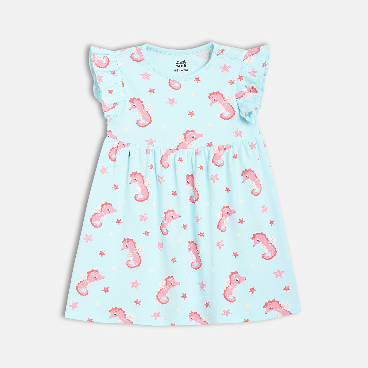 Girls Blue/White Short Sleeve Dress