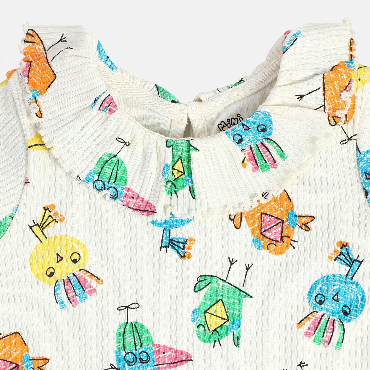 Girls Cotton Full Sleeves Cartoon Printed Top - White