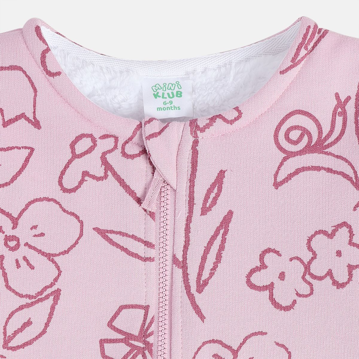 Girls Cotton Full Sleeves Floral Printed Jacket - Pink