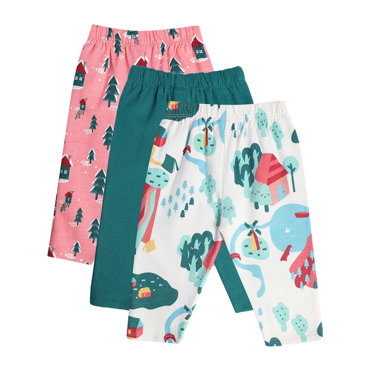 Girls Multicolor Pack Of 3 Knit Bottom