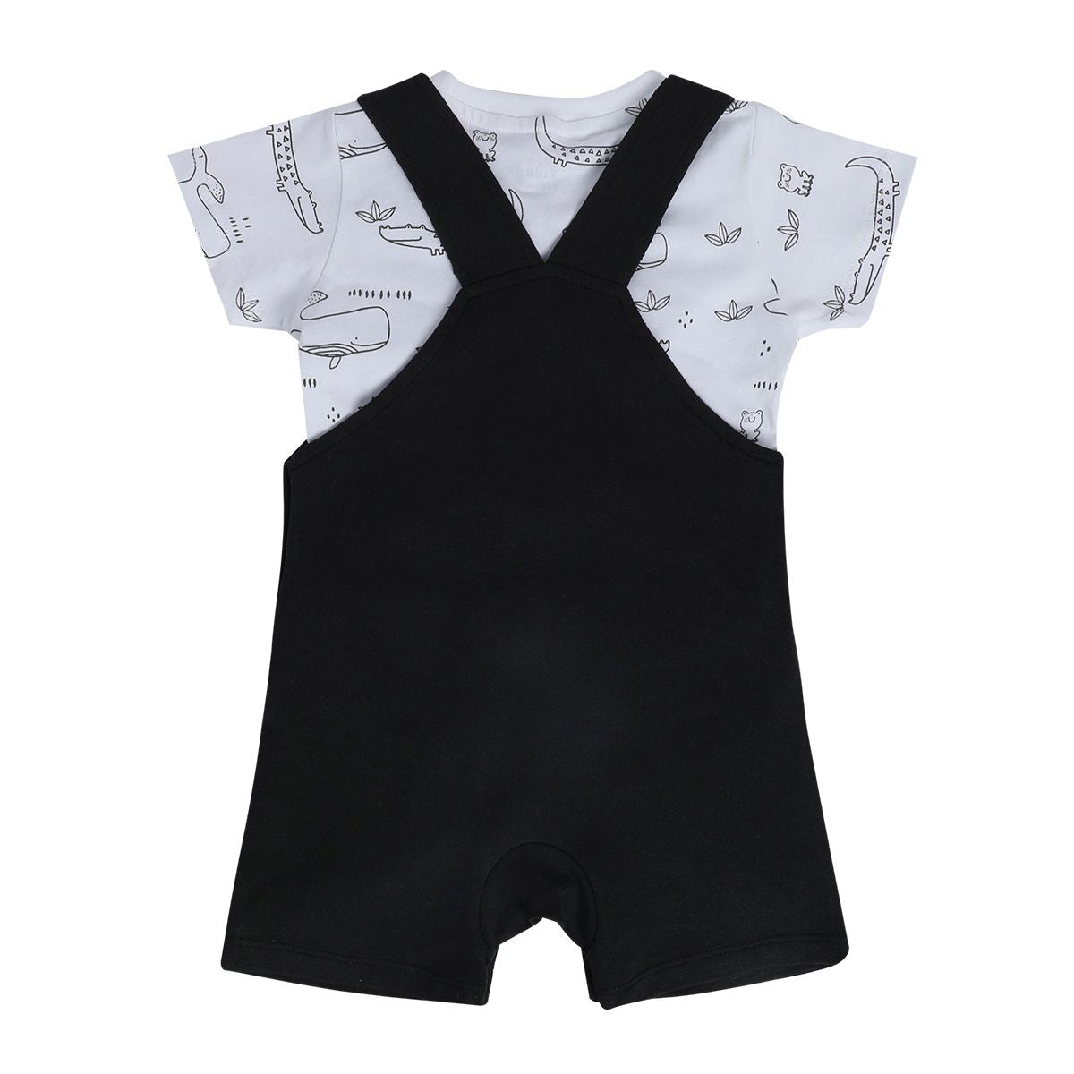 Boys Black Pack Of 2 Dungaree Set