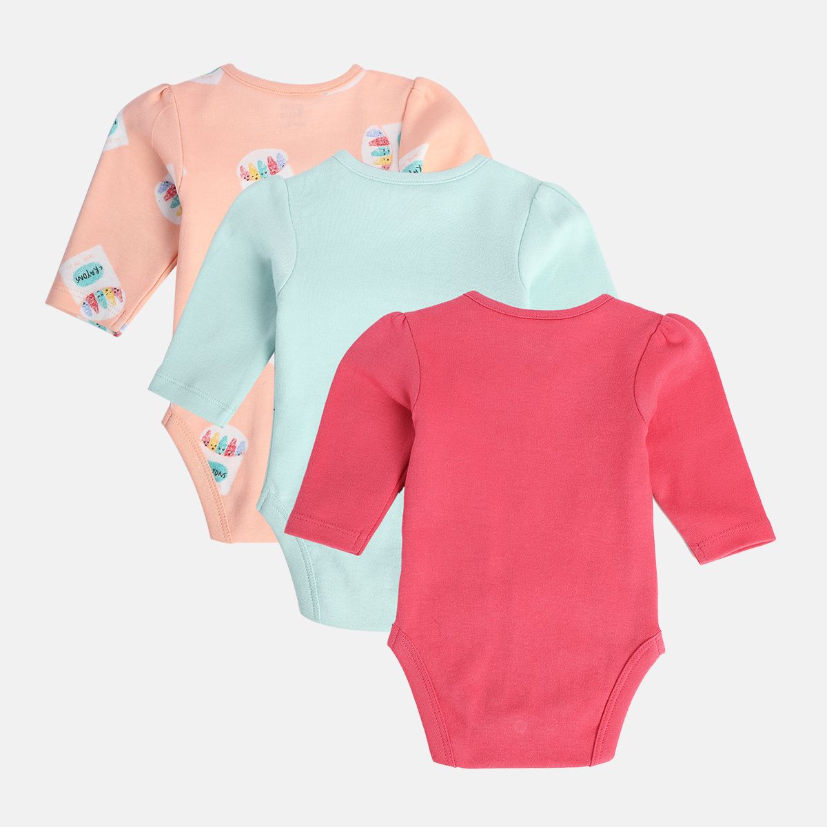 Girls Multicolor Pack Of 3 Body Suit