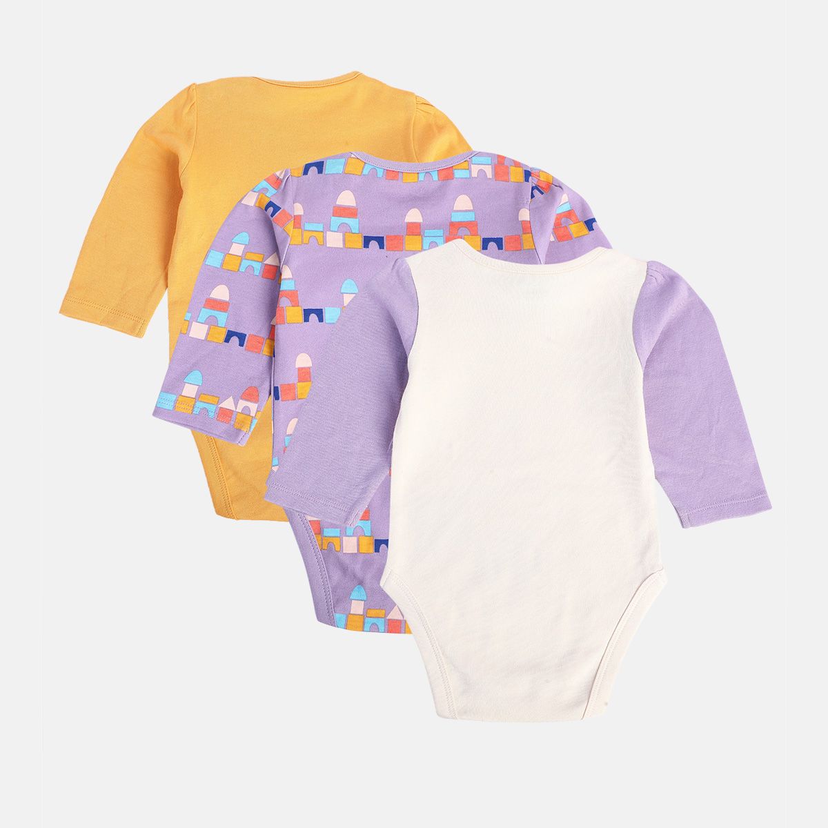 Girls Multicolor Pack Of 3 Body Suit
