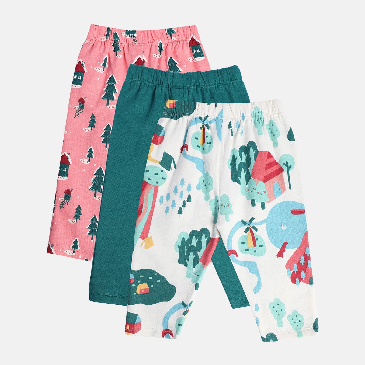 Girls Multicolor Pack Of 3 Knit Bottom