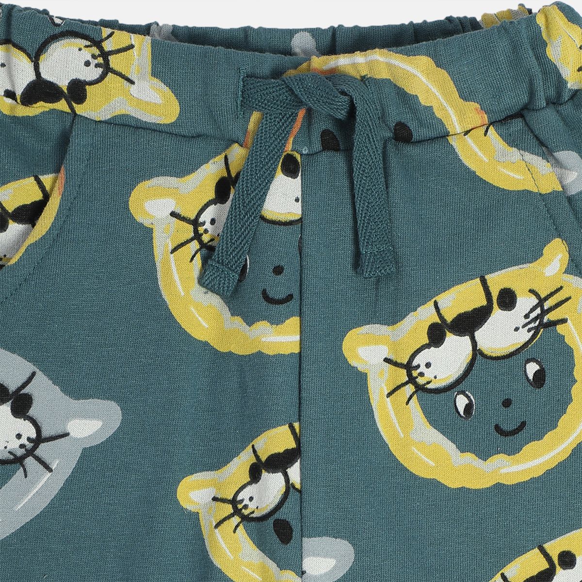 Boys Cotton Animal Printed Knit Bottom - Grey