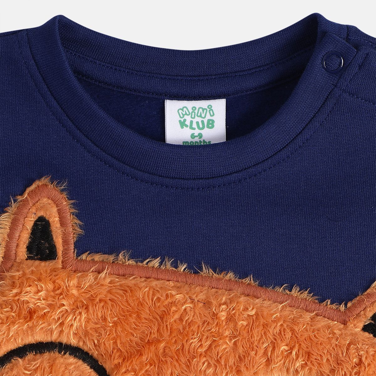 Boys Cotton Full Sleeves Animal Embroidered Sweatshirt - Navy Blue