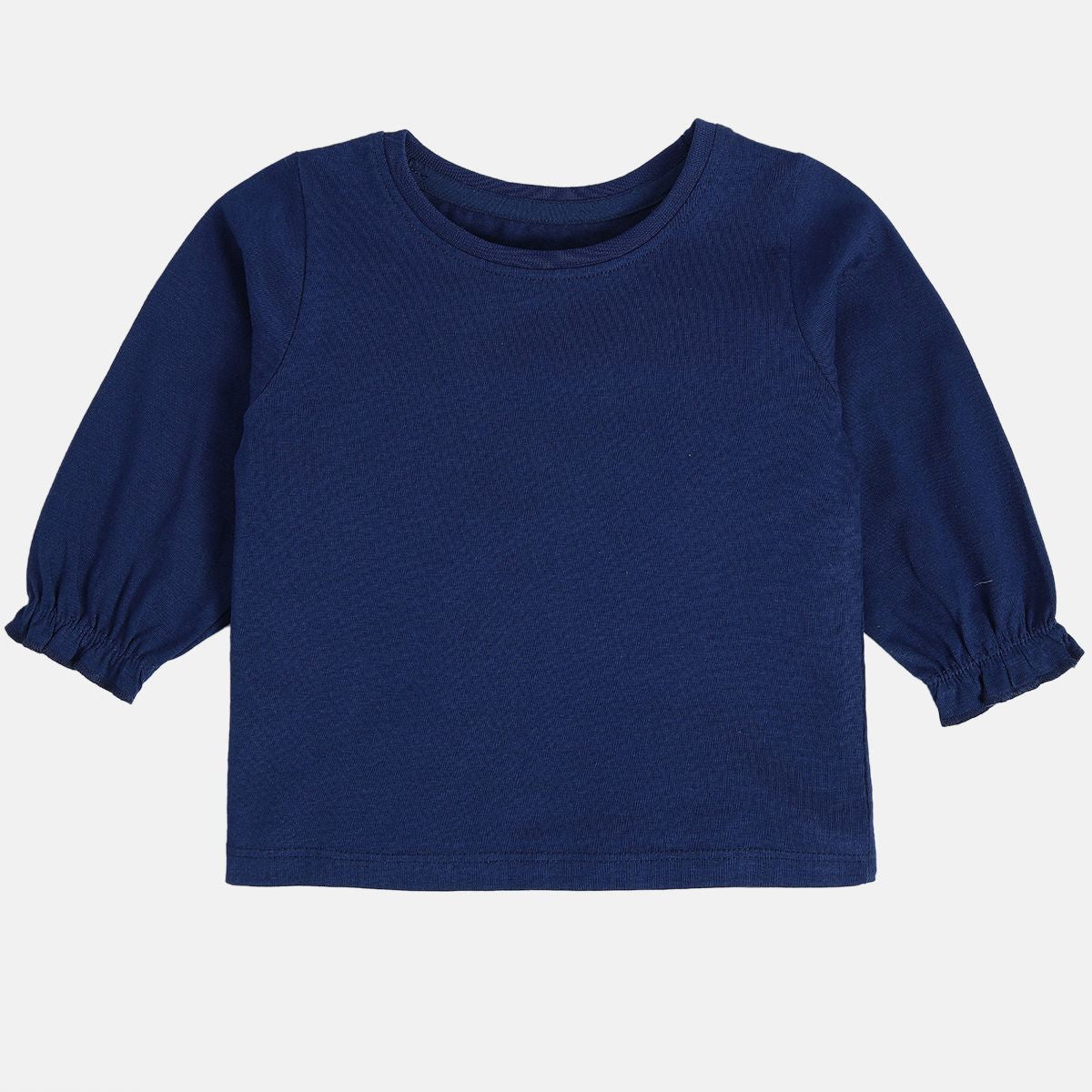 Girls Cotton Full Sleeves Geometric Self Design Pinny Set - Pink & Navy Blue