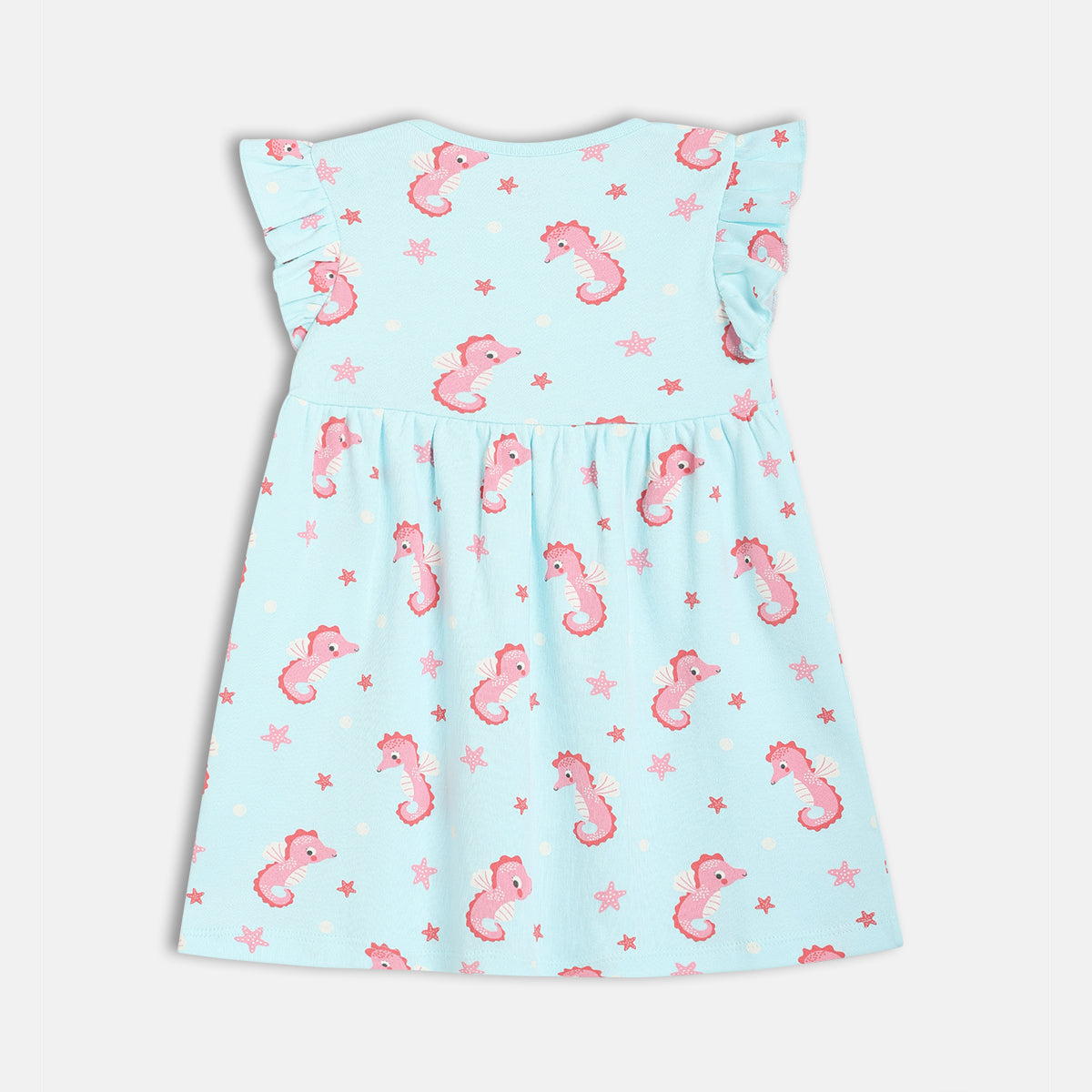 Girls Blue/White Short Sleeve Dress