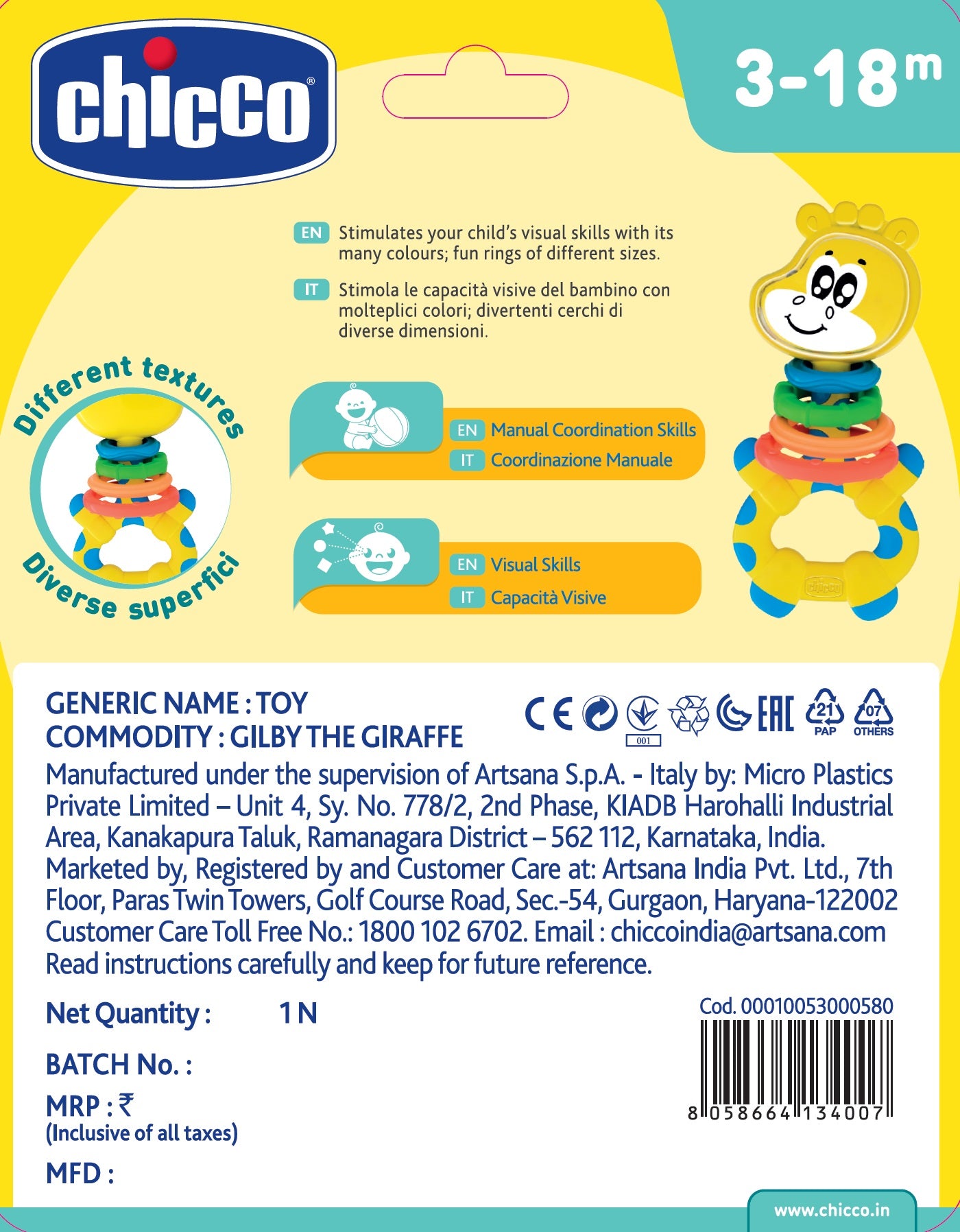 Chicco Toy Bs Gilby The Giraffe India