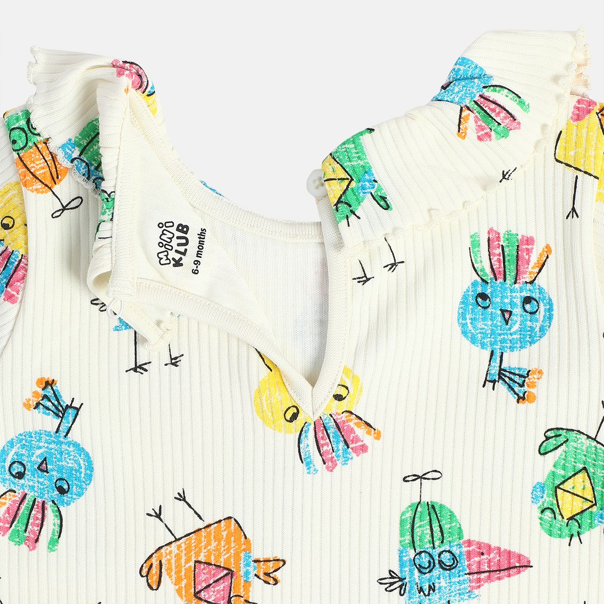 Girls Cotton Full Sleeves Cartoon Printed Top - White