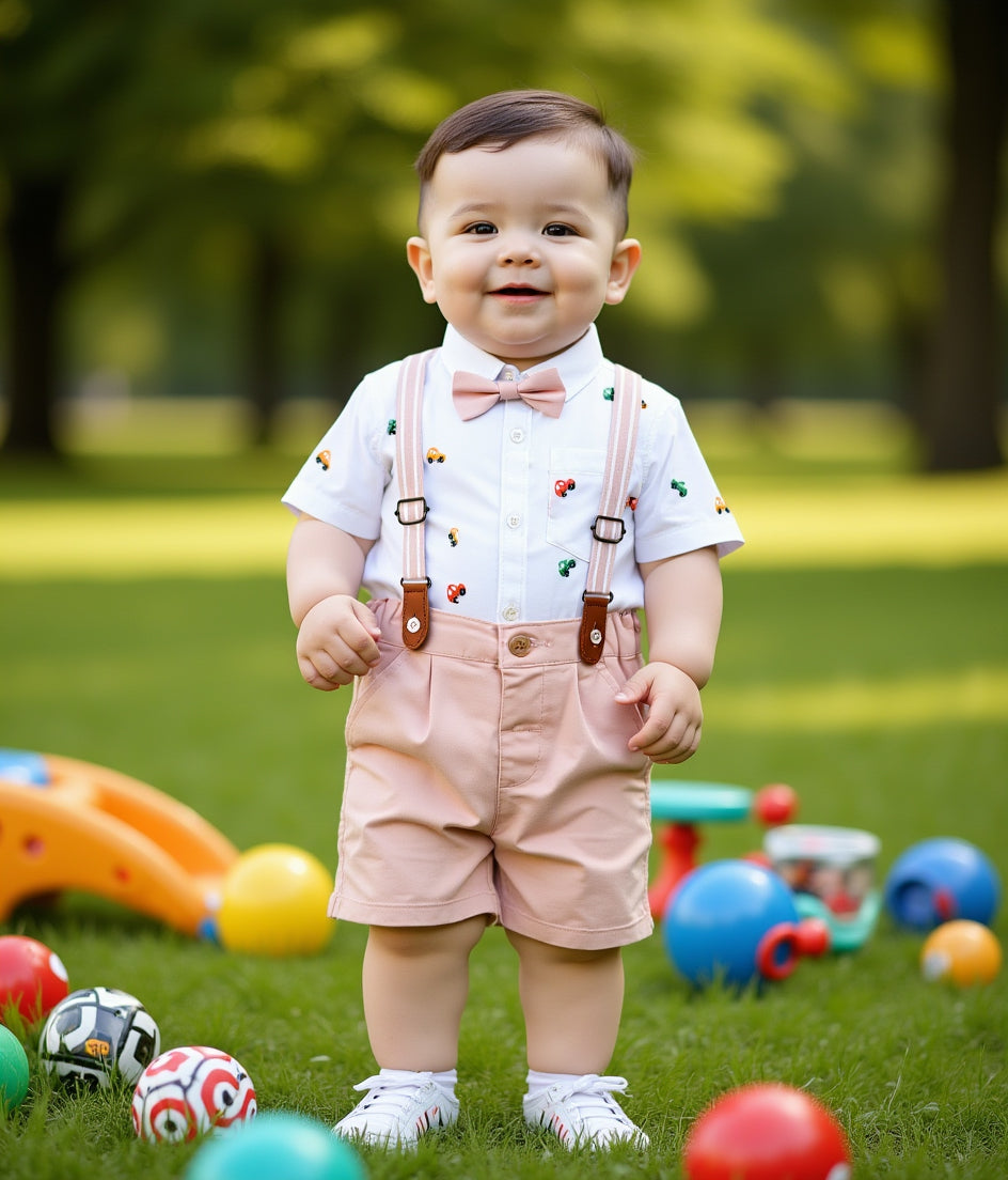 Boys White/Pink Coordinate Set
