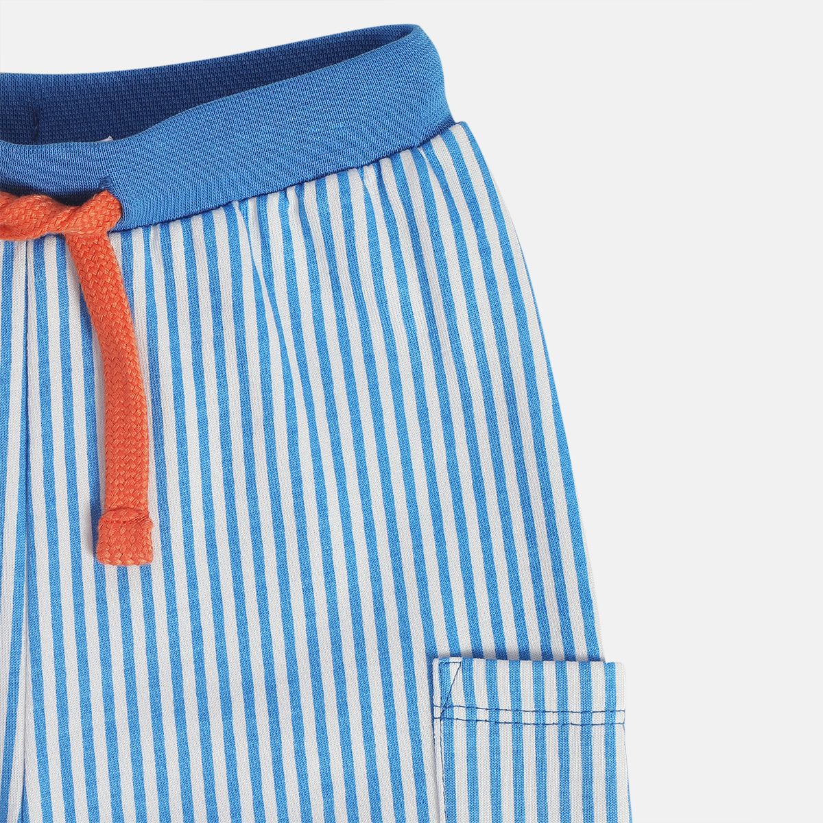 Boys Cotton Striped Knit Bottom - Blue