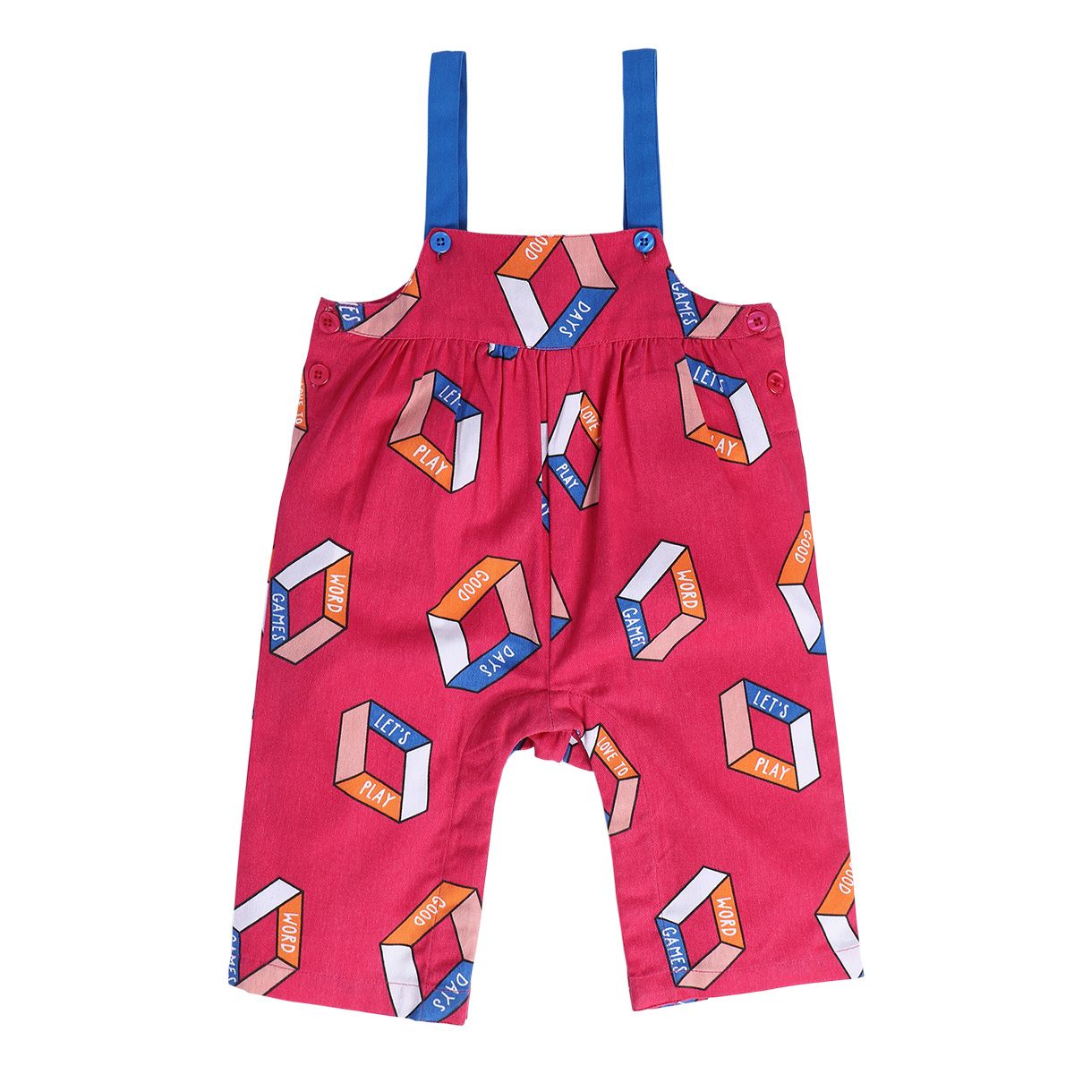 Girls Pink Pack Of 2 Dungaree Set