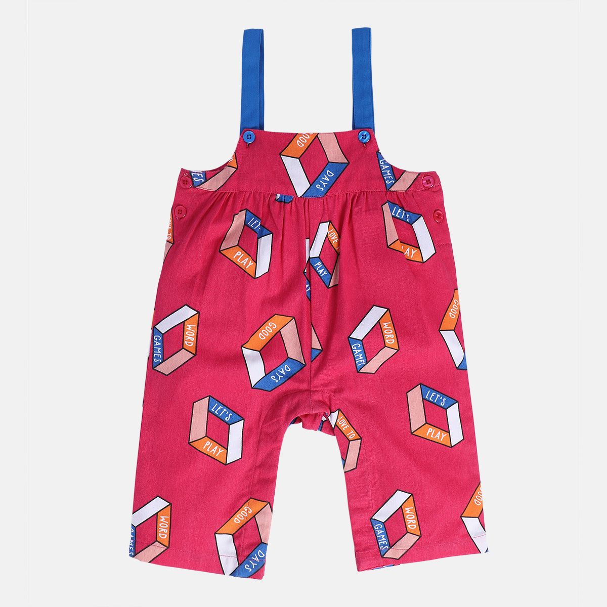 Girls Pink Pack Of 2 Dungaree Set