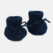 Boys Knitted Booties - Navy Blue