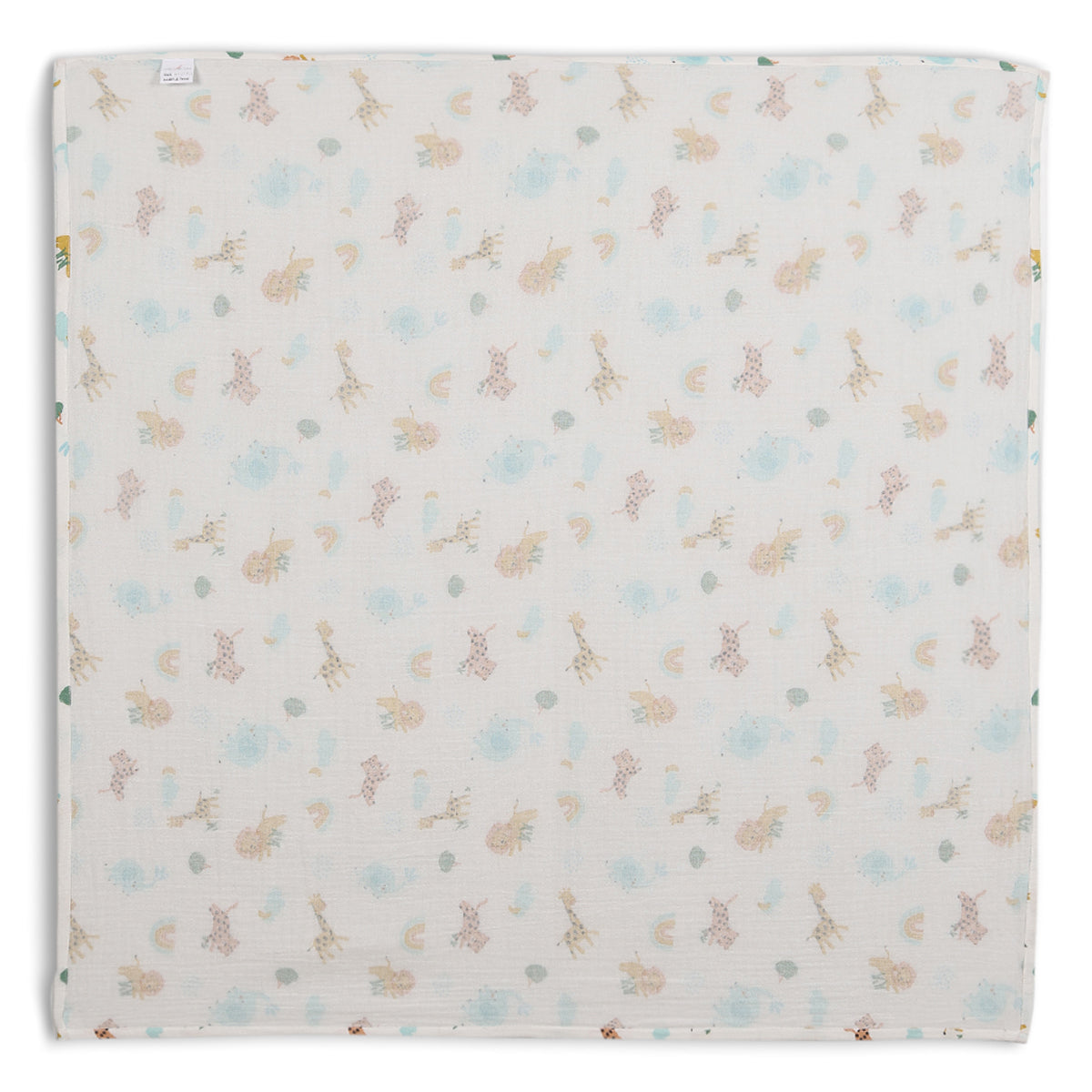 Baby Unisex Pack of 2 Solid & Animal Printed Muslins, Multicolour