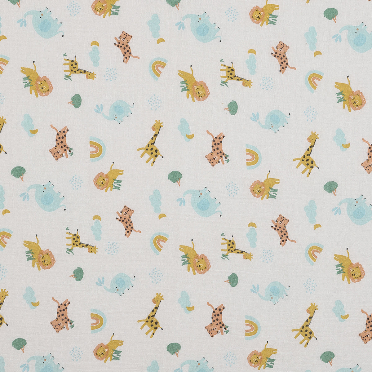 Baby Unisex Pack of 2 Solid & Animal Printed Muslins, Multicolour