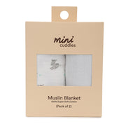 Baby Unisex Pack of 2 Solid & Zebra Printed Muslins, Multicolour