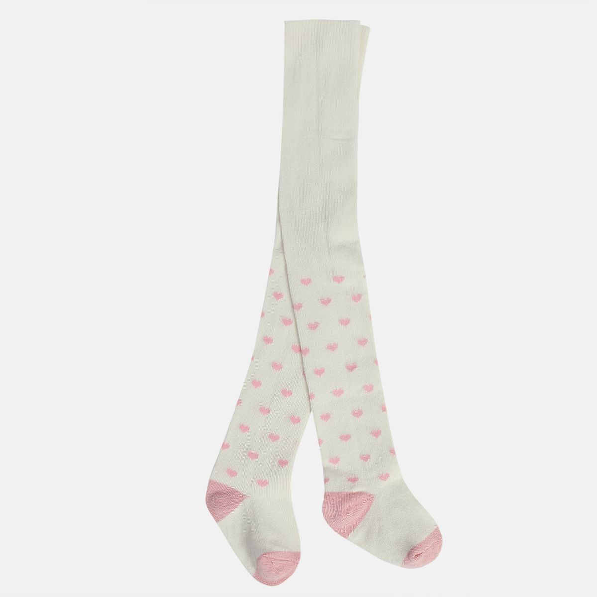Girls White Printed Stockings