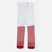 Girls White Striped Stockings