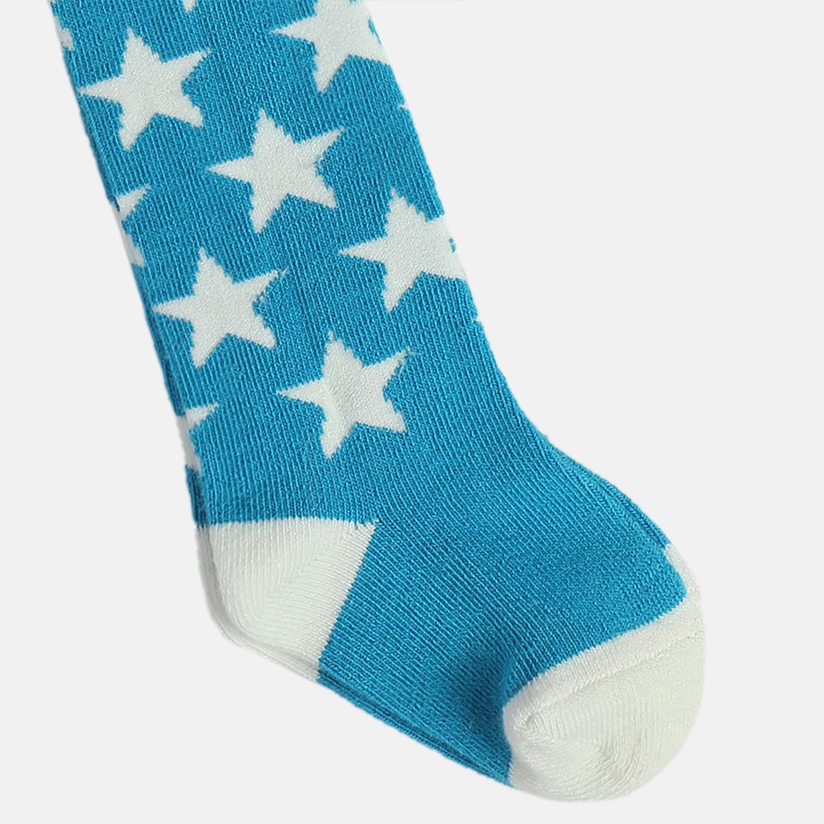 Girls White Printed Stockings