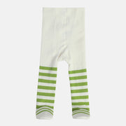 Girls White Striped Stockings