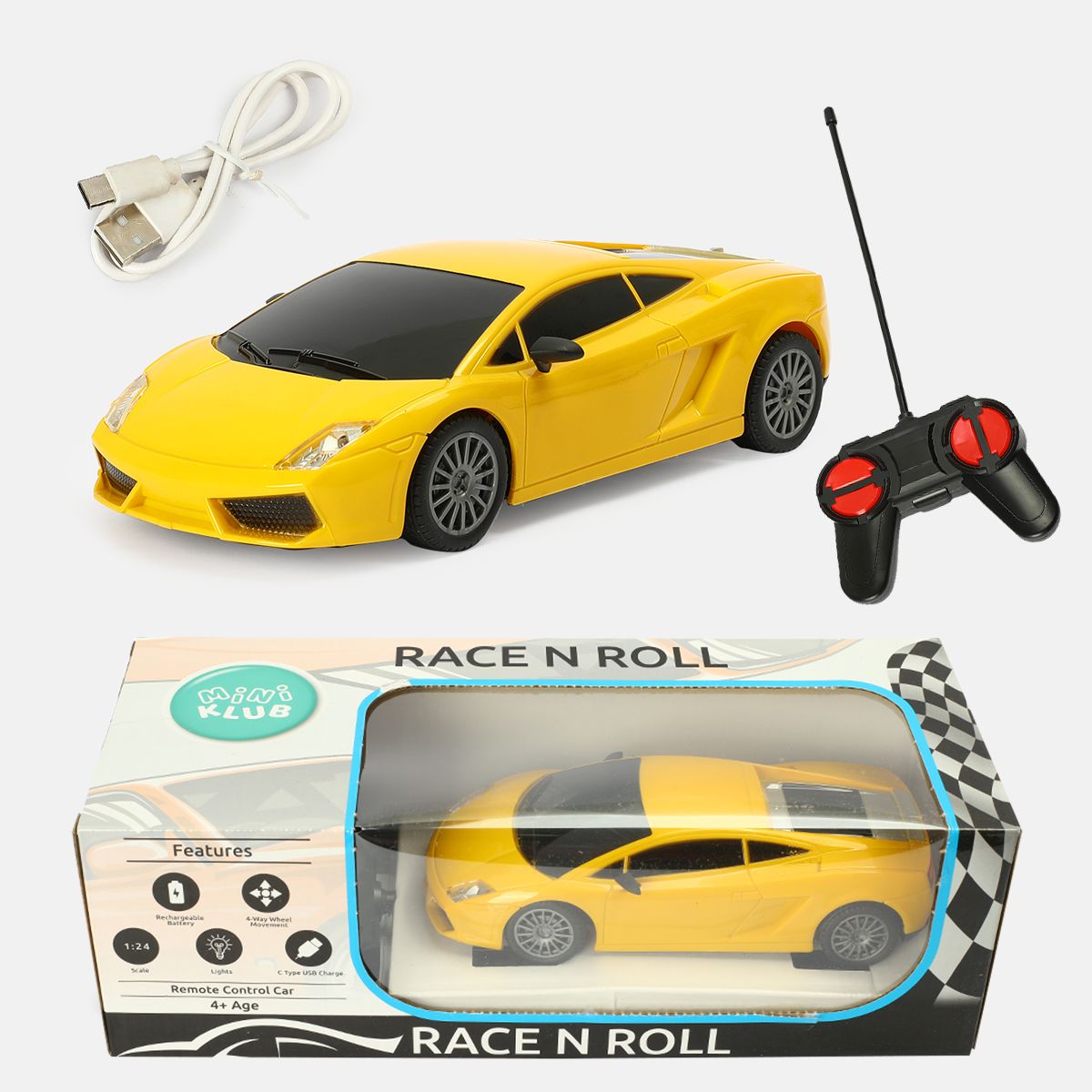 Yellow Big Size Rc Cars Growsland Remote Control Car, RC Cars For