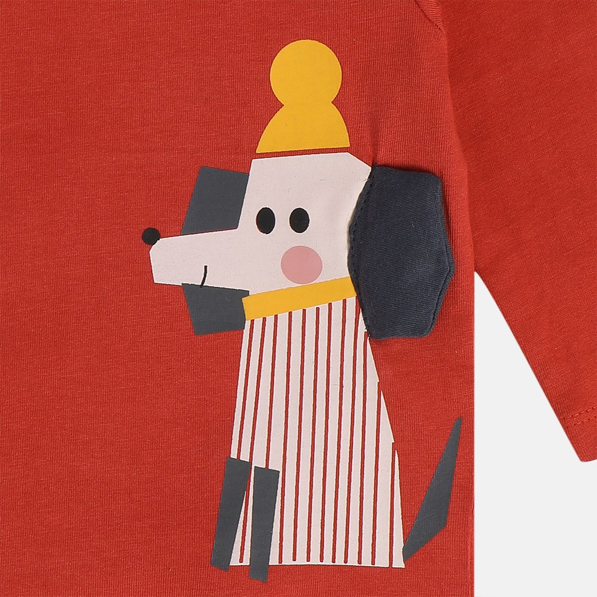 Boys Cotton Full Sleeves Animal Printed Tee - Rust