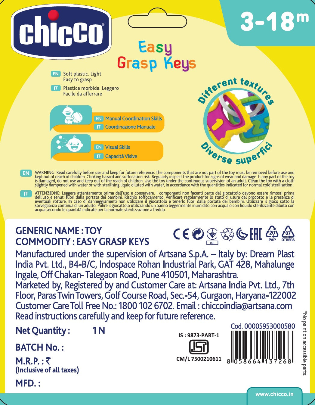 Chicco Toy Bs Easy Grasp Keys India