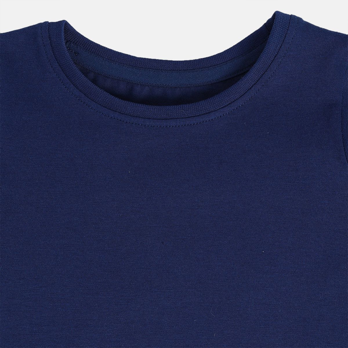 Girls Cotton Full Sleeves Geometric Self Design Pinny Set - Pink & Navy Blue