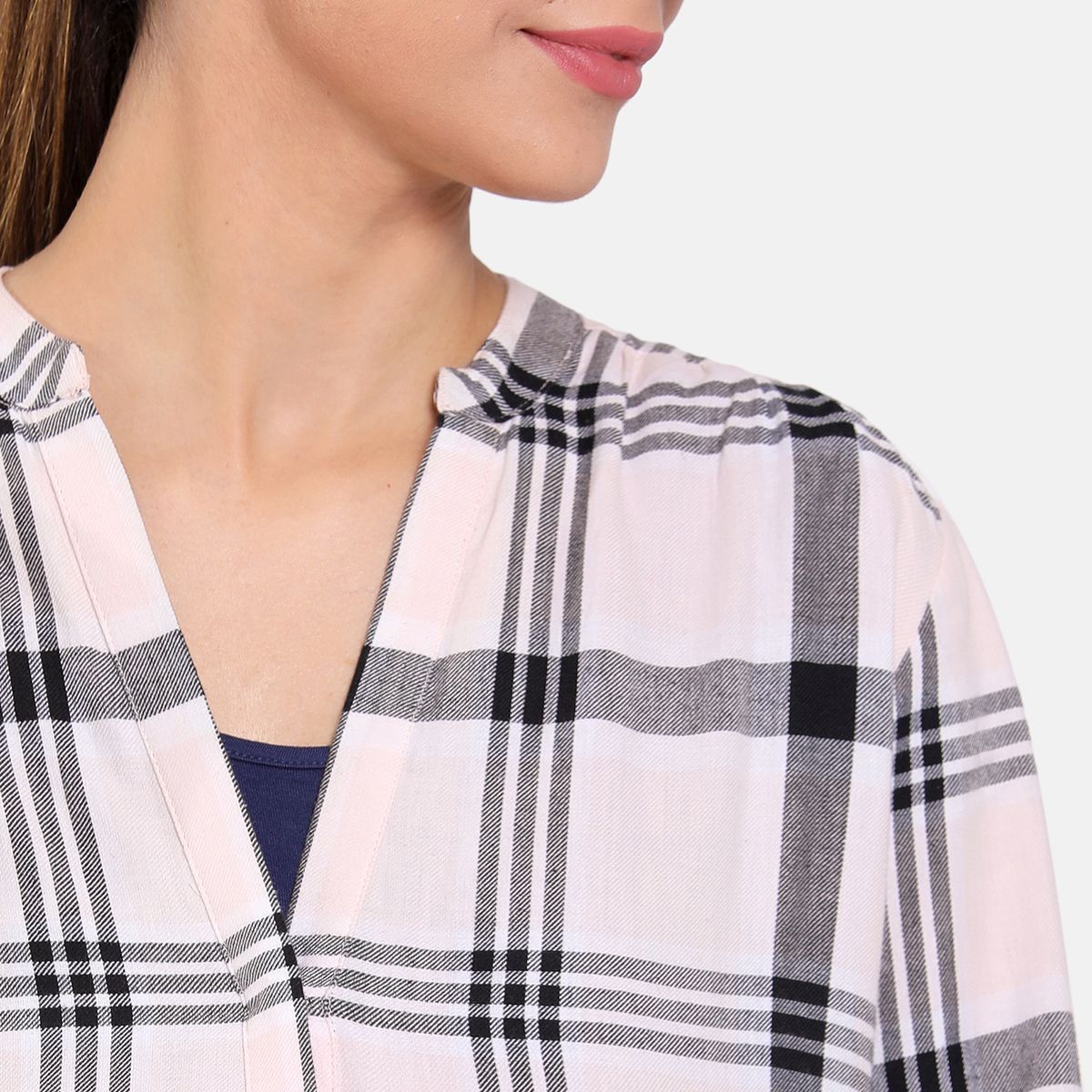 Multi Vee Neck 3/4 Sleeve Nursing Woven Top