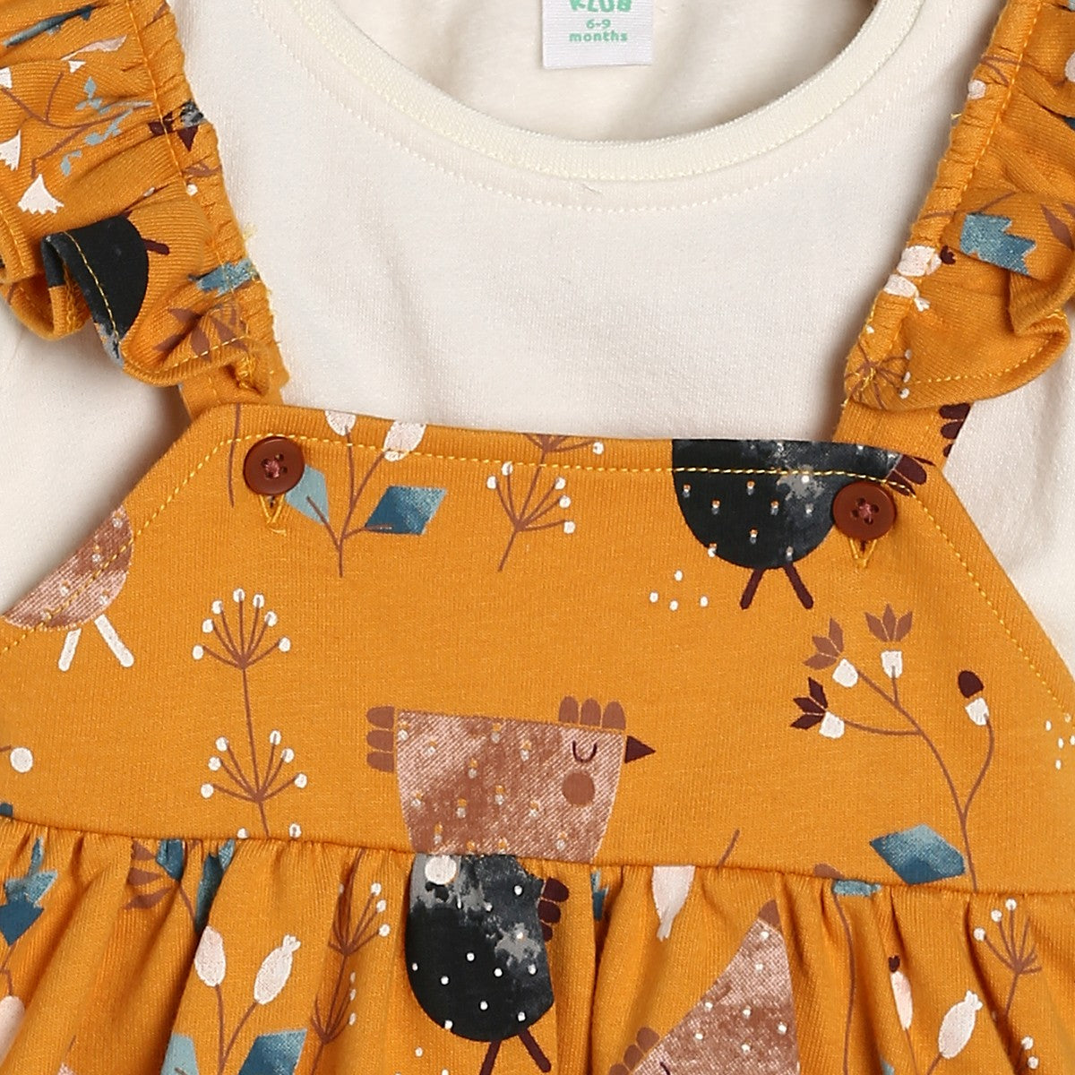 Girls Yellow Pack Of 2 Pinny Set