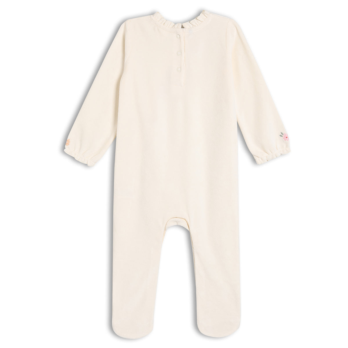 Baby Girls Velour Embroidered Sleepsuit &  Comforter, Cream