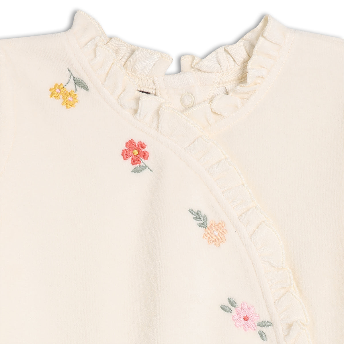 Baby Girls Velour Embroidered Sleepsuit &  Comforter, Cream