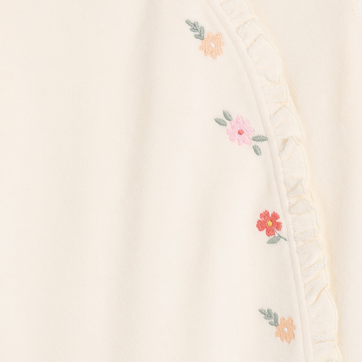 Baby Girls Velour Embroidered Sleepsuit &  Comforter, Cream