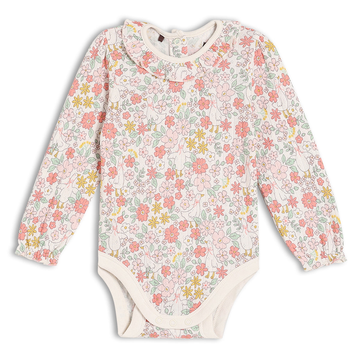 Baby Girls Pack of 3 Floral Printed Bodysuits, Multicolour
