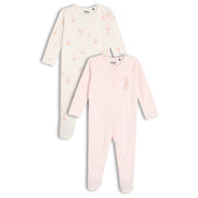 Baby Girls Pack of 2 Rainbow Printed Sleepsuit, Multicolour