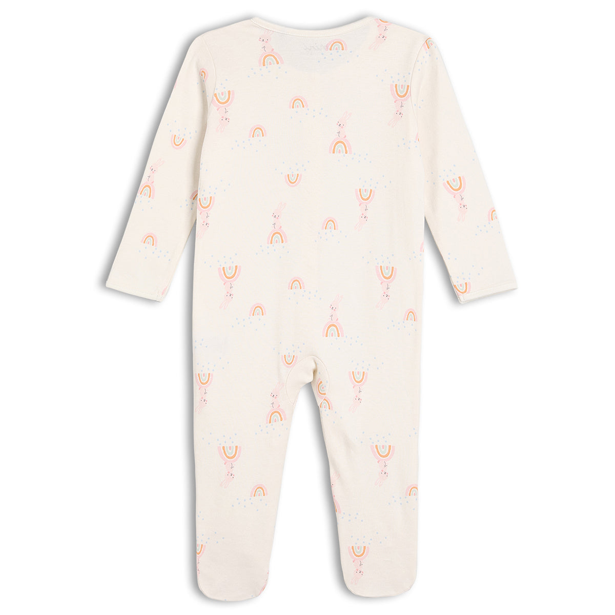 Baby Girls Pack of 2 Rainbow Printed Sleepsuit, Multicolour