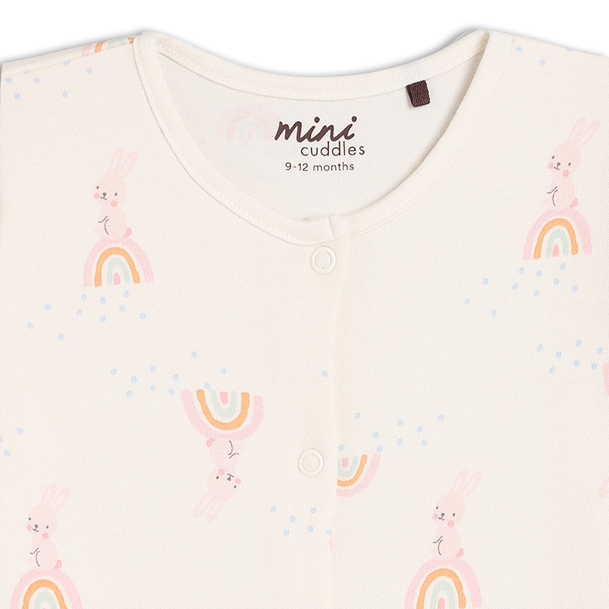 Baby Girls Pack of 2 Rainbow Printed Sleepsuit, Multicolour