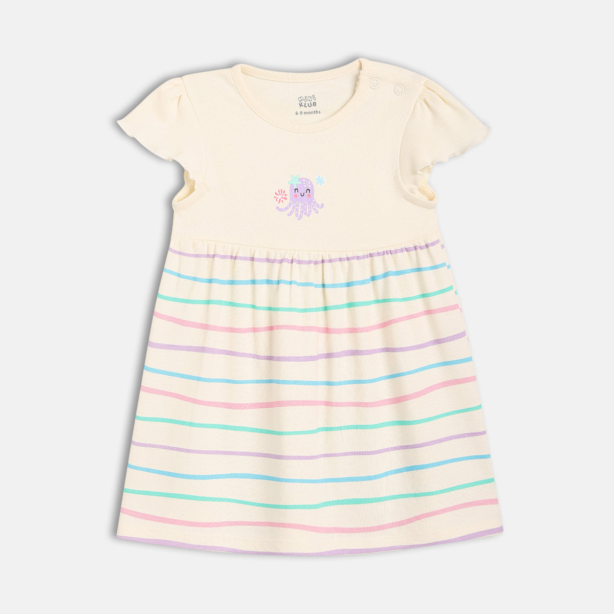 Girls Blue/White Short Sleeve Dress