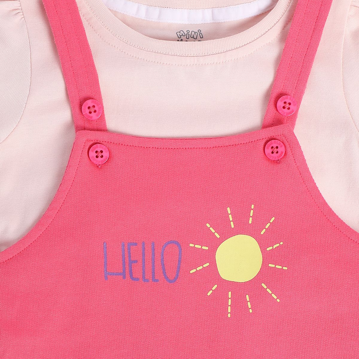 Girls Pink Pack Of 2 Pinny Set