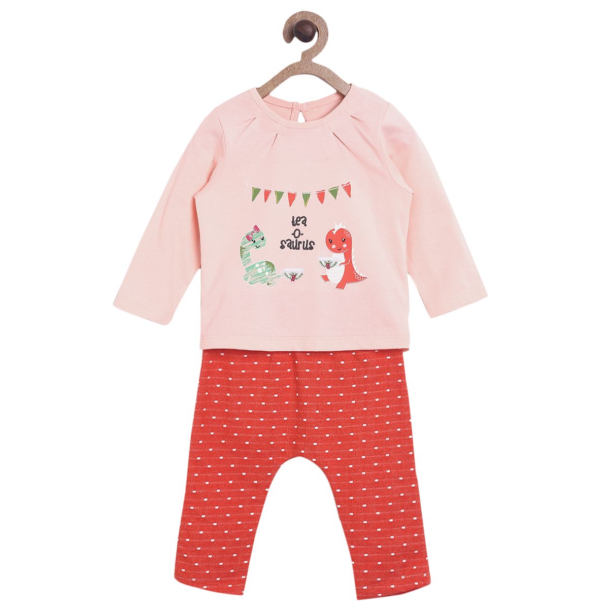 Pack of 2 top and bottom set - baby pink & red for 0-3 Months