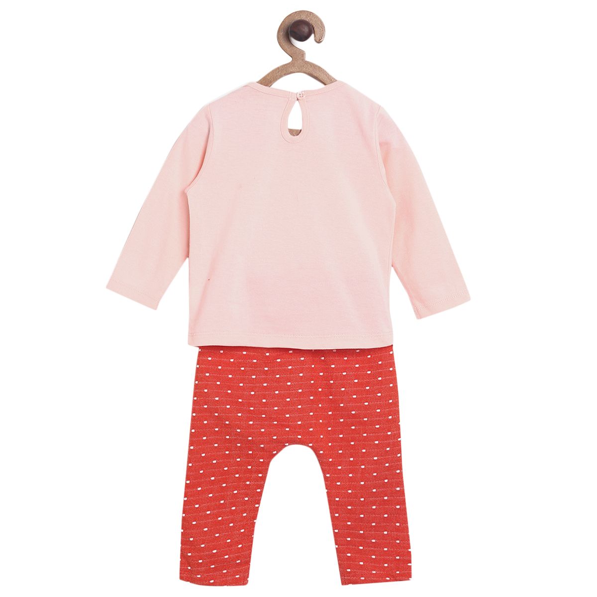Pack of 2 top and bottom set - baby pink & red for 0-3 Months