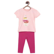 Pack of 2 top and bottom set - baby pink & magenta for 0-3 Months