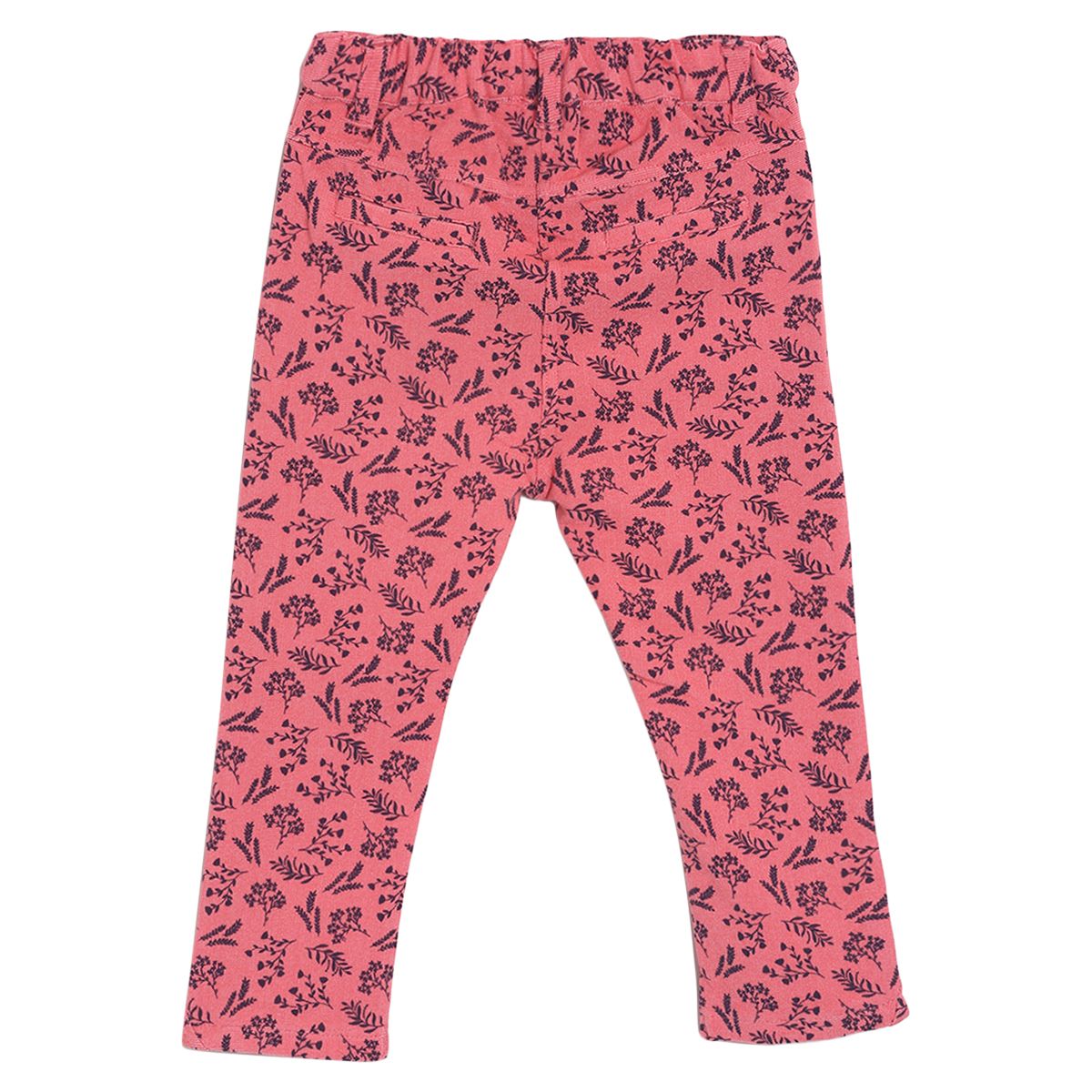 Pack of 1 knit pant - coral red & dark grey for 12-18 Months