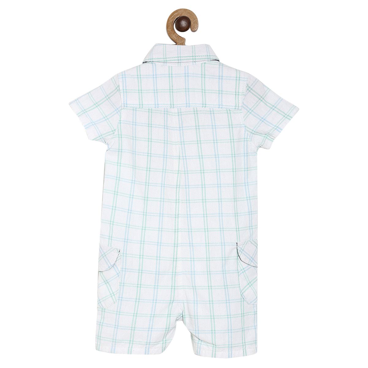 Pack of 1 romper - white & light sky blue for 0-3 Months